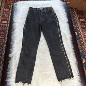 Abercrombie Black Ultra High Rise Side Zipper Mom Jeans